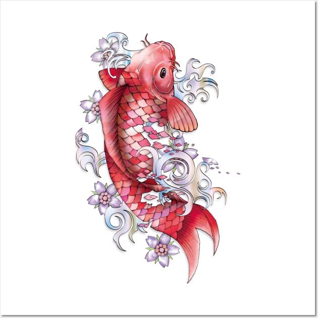 Garnet Koi Fish Wall Art by TurkeysDesign